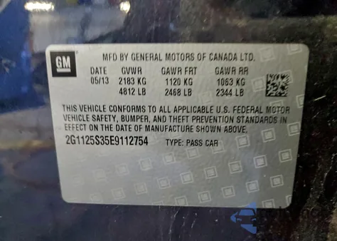 2014 Chevrolet Impala Lt from USA, damaged, VIN 2G1125S35E9112754
